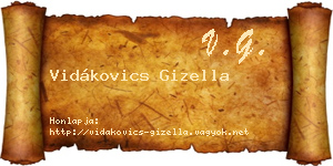Vidákovics Gizella névjegykártya